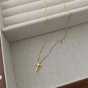 S925 Sterling Silver Cross Necklace For Women Minimalist 18K Gold Plated Cross Pendant Clavicle Chain Sweet Jewelry Gift