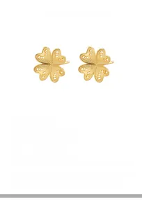Détails des clous trèfles en argent S925, boucles d'oreilles évidées en or 18k 10,5mm