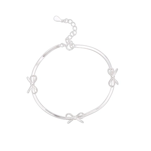 Minimalist S925 sterling silver snake chain necklace with three hollow bow accents