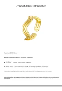 Detailed view of S925 sterling silver wavy ring with adjustable size and metal stamp