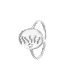 Bague réglable en argent sterling 925 avec motif soleil et détail étoile en zircon