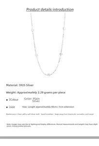 Macro detail of S925 sterling silver square bead necklace showing 2.29g weight spec