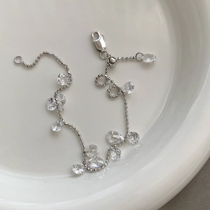 925 Sterling Silver Zirconia Teardrop Bracelet For Women Starry Sky Bead Chain Adjustable Dainty Handmade Hand Jewelry Gift