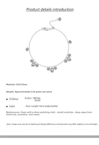 Detailed view of adjustable S925 silver bracelet with sparkling cubic zirconia charms