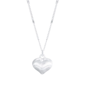 Elegant S925 sterling silver heart pendant necklace with a minimalist brushed metal texture