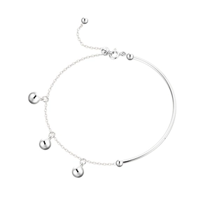 Bracelet élégant en argent sterling 925 avec perles et chaîne demi-rigide ajustable