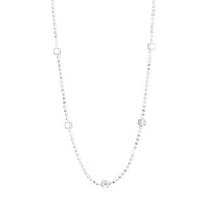 Minimalist S925 sterling silver ball chain necklace featuring five small cube beads