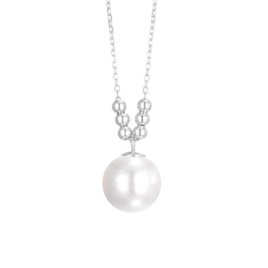 Elegant S925 sterling silver necklace with large white shell pearl pendant on silver chain