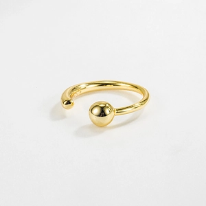 Minimalist 925 Sterling Silver Adjustable Ball Ring For Women Geometric Open Finger Ring Personalized Simple Jewelry Accessory