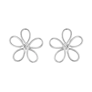 S925 Sterling silver hollow flower stud earrings with minimalist knot design