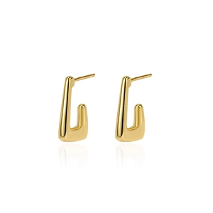 Minimalist 925 sterling silver gold-plated geometric U-shaped earrings for women