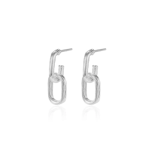Vintage S925 sterling silver knotted chain earrings with a textured metallic finish