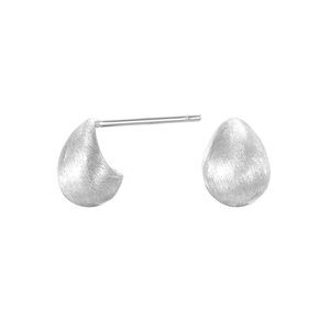 Minimalist S925 sterling silver water drop stud earrings with a brushed matte texture