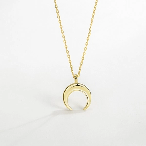 Minimalist 925 Sterling Silver Crescent Moon Pendant Necklace For Women Elegant Horn Clavicle Chain Fashion Jewelry