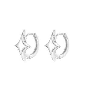 Elegant 925 sterling silver star hoop earrings for women with a minimalist finish