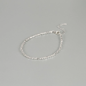 Authentic 925 Sterling Silver Nuggets Bracelet For Women Handmade Irregular Geometric Slice Charm Bracelet Adjustable Trendy Jewelry Gift