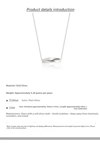 Macro detail of S925 sterling silver twisted bar pendant with dimensional specifications