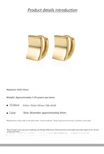 Detail of S925 sterling silver hoop earrings with a polished 18k gold curved surface