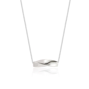 Minimalist 925 sterling silver necklace with twisted bar pendant and snake chain