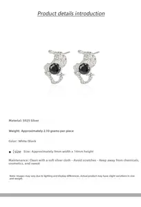 Detailed macro view of S925 sterling silver irregular earrings with black stone inlay