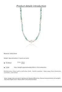 Detailed specs of S925 silver necklace with baroque pearls and amazonite stones