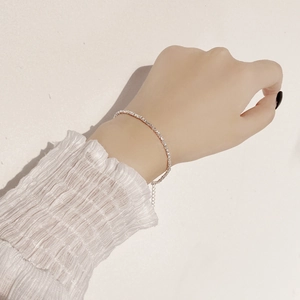 Handmade S925 sterling silver slice bracelet with adjustable chain on female wrist