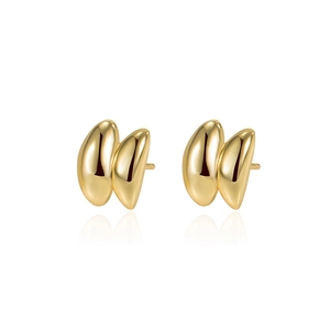 Boucles d'oreilles doubles gouttes d'eau en argent sterling S925 poli pour femmes