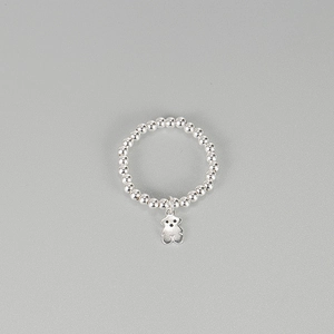 Anello in Argento Sterling 925 Con Perline per Donna Anello Elastico Fatto a Mano Minimalista Con Ciondolo a Orso Gioielli di Nicchia