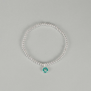 Bracelet de Perles en Argent Sterling S925 pour Femmes Chic Coréen Pendentif Beignet en Émail Bracelet Doux Chaîne de Perles Rondes Bijoux Cadeau
