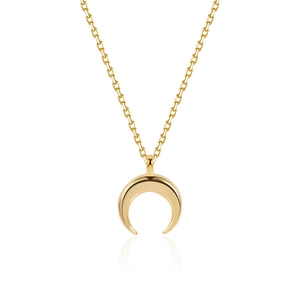 Minimalist S925 sterling silver crescent moon pendant necklace in elegant gold finish
