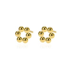 Elegant 925 sterling silver gold-plated ball stud earrings with a minimalist floral design