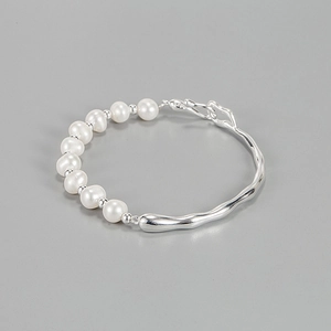 Natural Baroque Pearl Bracelet 925 Sterling Silver Irregular Branch Design Minimalist Elegant Jewelry Women
