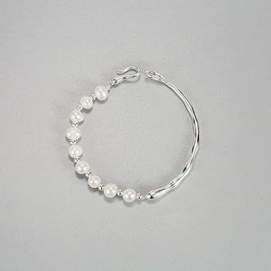 Baroque pearl bracelet with S925 sterling silver irregular branch design for women