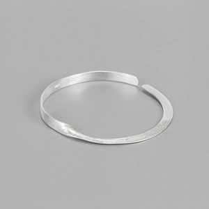 S925 Sterling Silver Mobius Twist Open Cuff Bangle For Women Minimalist Geometric Brushed Matte Silver Bangle Bracelet Jewelry Gift