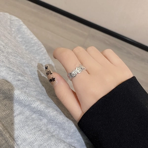 Retro silver S925 sterling silver gingerbread bear ring with love you engraving