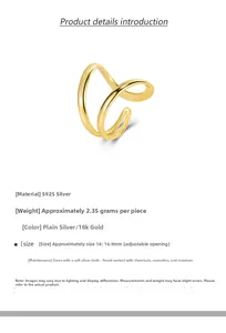 Detailed view of S925 sterling silver double-line open ring with 18k gold plating