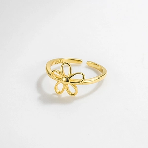 S925 Sterling Silver Hollow Flower Ring For Women Minimalist Open Adjustable Ring Ins Style Floral Finger Ring Jewelry