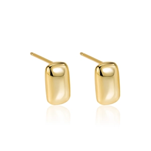 Minimalist gold-plated rectangle stud earrings with polished finish and modern S925 style