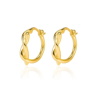 Minimalist S925 sterling silver twisted hoop earrings with elegant gold plated finish