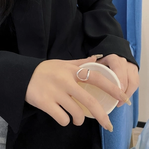 Minimalist 925 sterling silver irregular open ring with double line streamline design