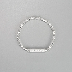 Bracciale Elastico S925 Argento Sterling Lucky Lettera Perline Minimalista Smalto Cilindro Pendente Gioielli da Donna