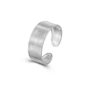 Minimalist S925 sterling silver wide band ring with matte brushed finish and open design