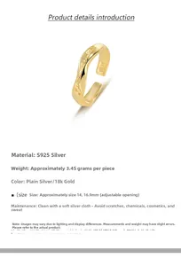Detail of 18K gold-plated S925 silver Mobius ring with hammered texture and S925 hallmark