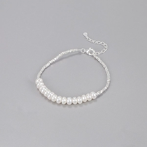 925 Sterling Silver Freshwater Pearl Bracelet For Women Vintage Minimalist Handmade Adjustable Jewelry Elegant Bracelet Gift