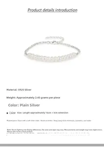 Detail of S925 sterling silver chain and freshwater pearls with adjustable extension