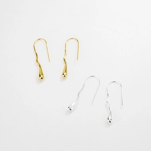 Polished S925 sterling silver irregular liquid waterdrop earrings in gold and silver