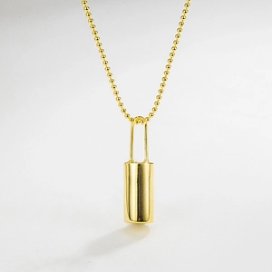 S925 Sterling Silver Lock Pendant Necklace For Women Minimalist 18K Gold Plated Ball Chain Geometric Jewelry Elegant Gift