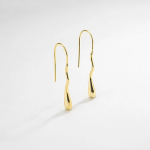 925 Sterling Silver Irregular Wave Water Drop Earrings For Women Elegant Gold Silver Plated Long Dangle Earrings Jewelry Gift