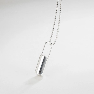 Minimalist S925 sterling silver ball chain necklace with a sleek cylinder lock pendant