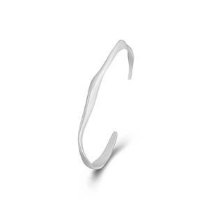 Bracelet jonc ouvert en argent sterling S925 avec design ondulé irrégulier mat